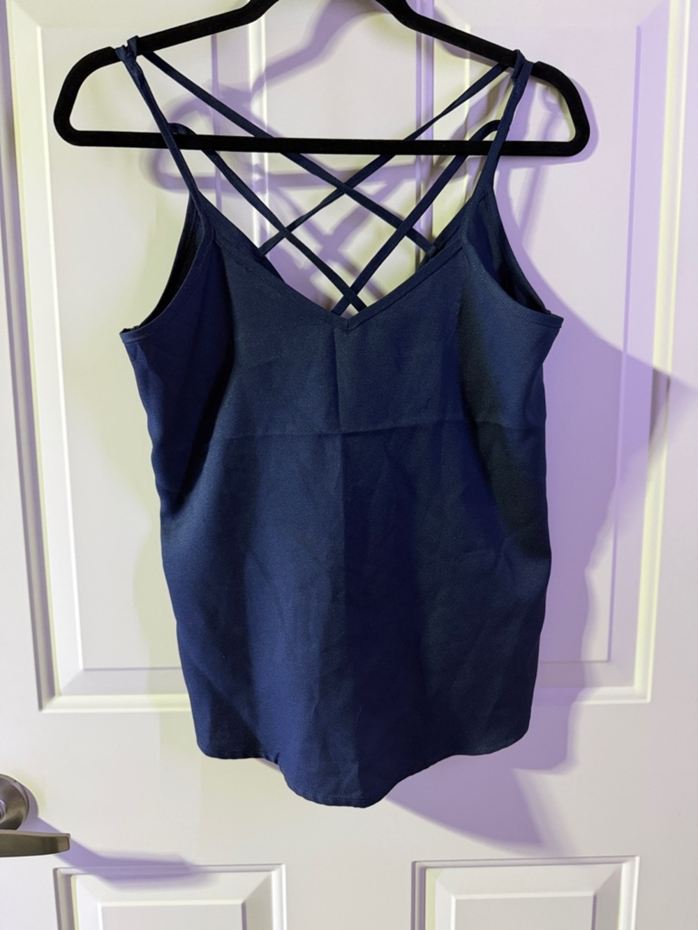 SHEIN Strappy V-Neck Cami Tank Top - Navy Small